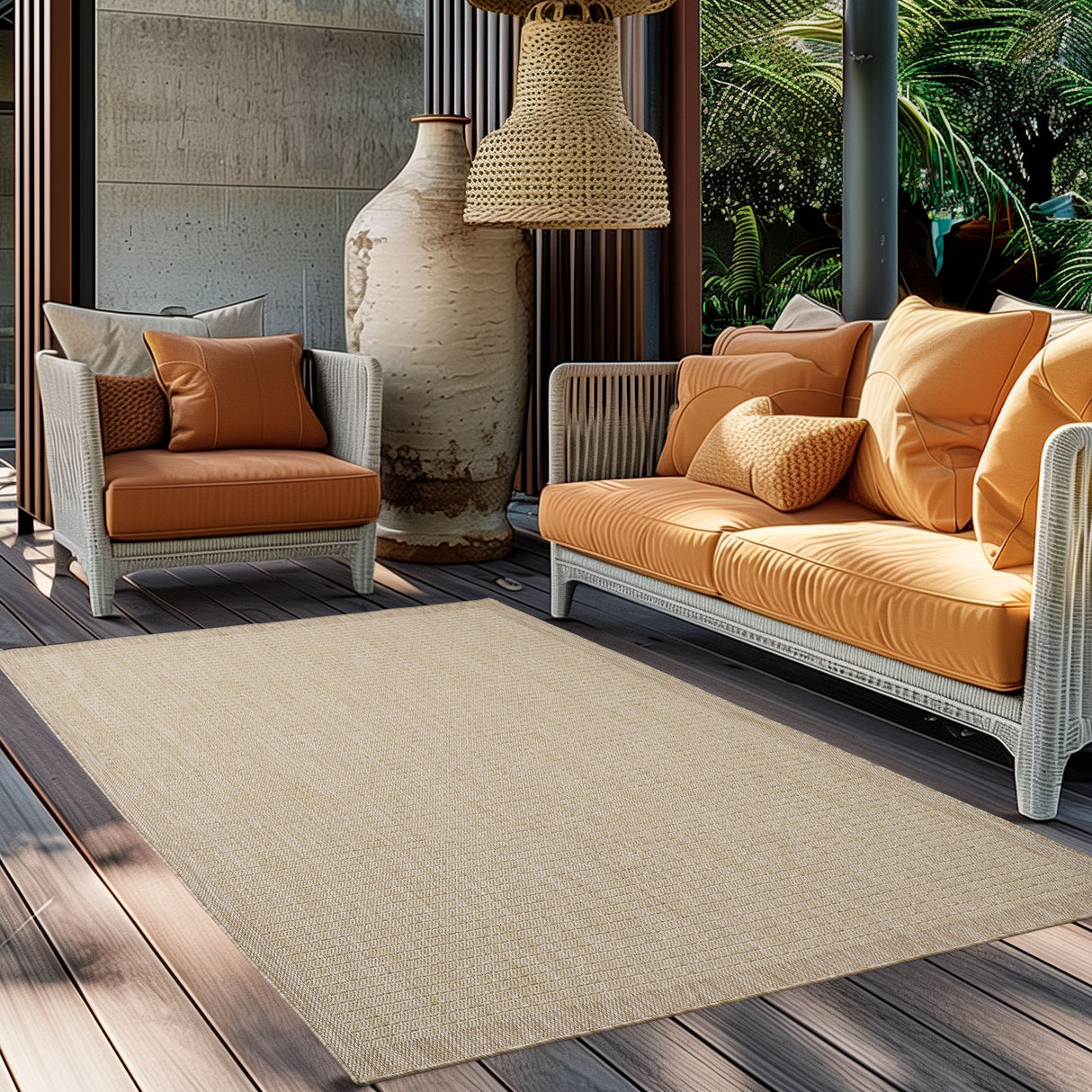 Terra 1410 Beige – Wetterfester Teppich für Innen- & Außenbereiche