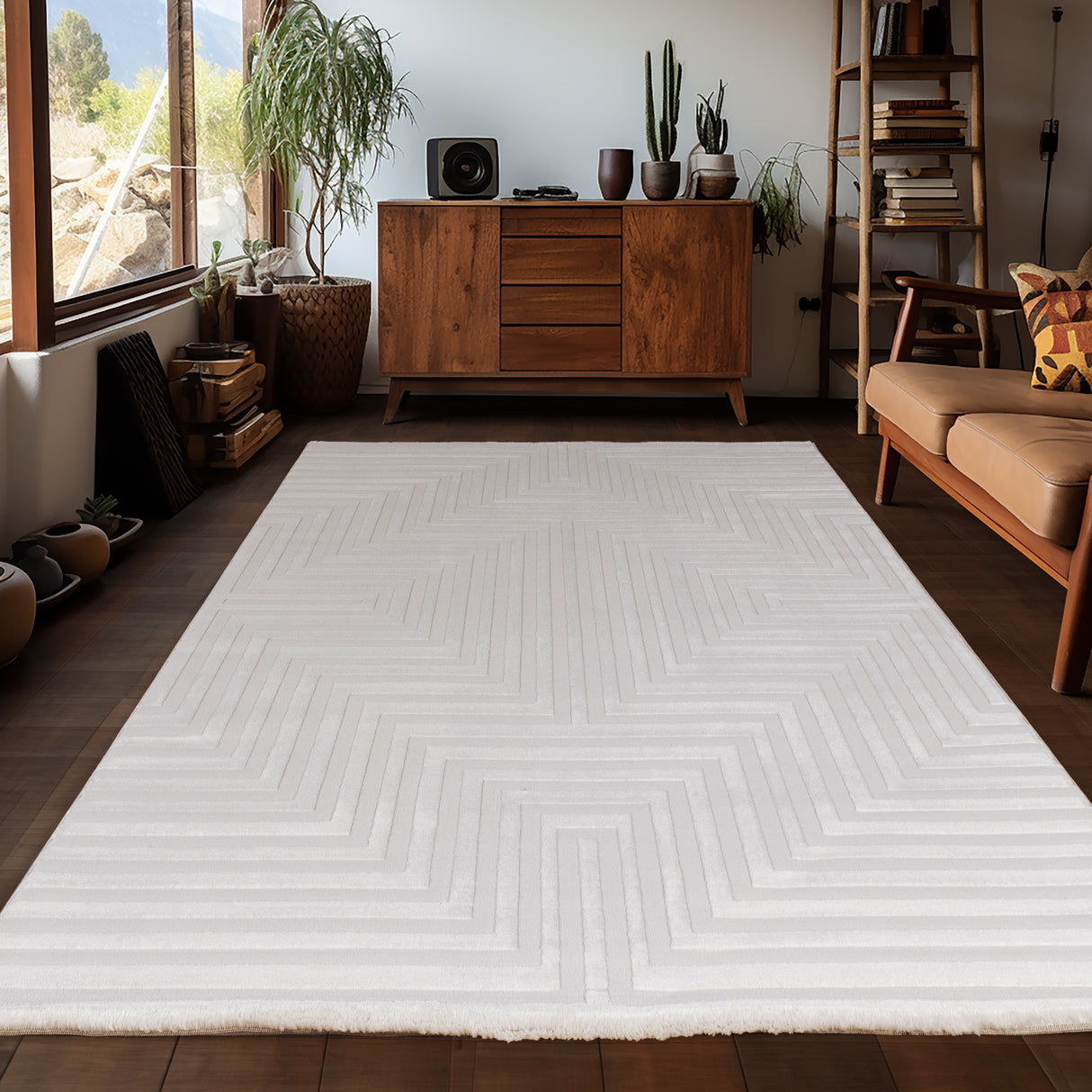 Bellino 1111 Creme – 3D Effekt Teppich mit moderner Struktur