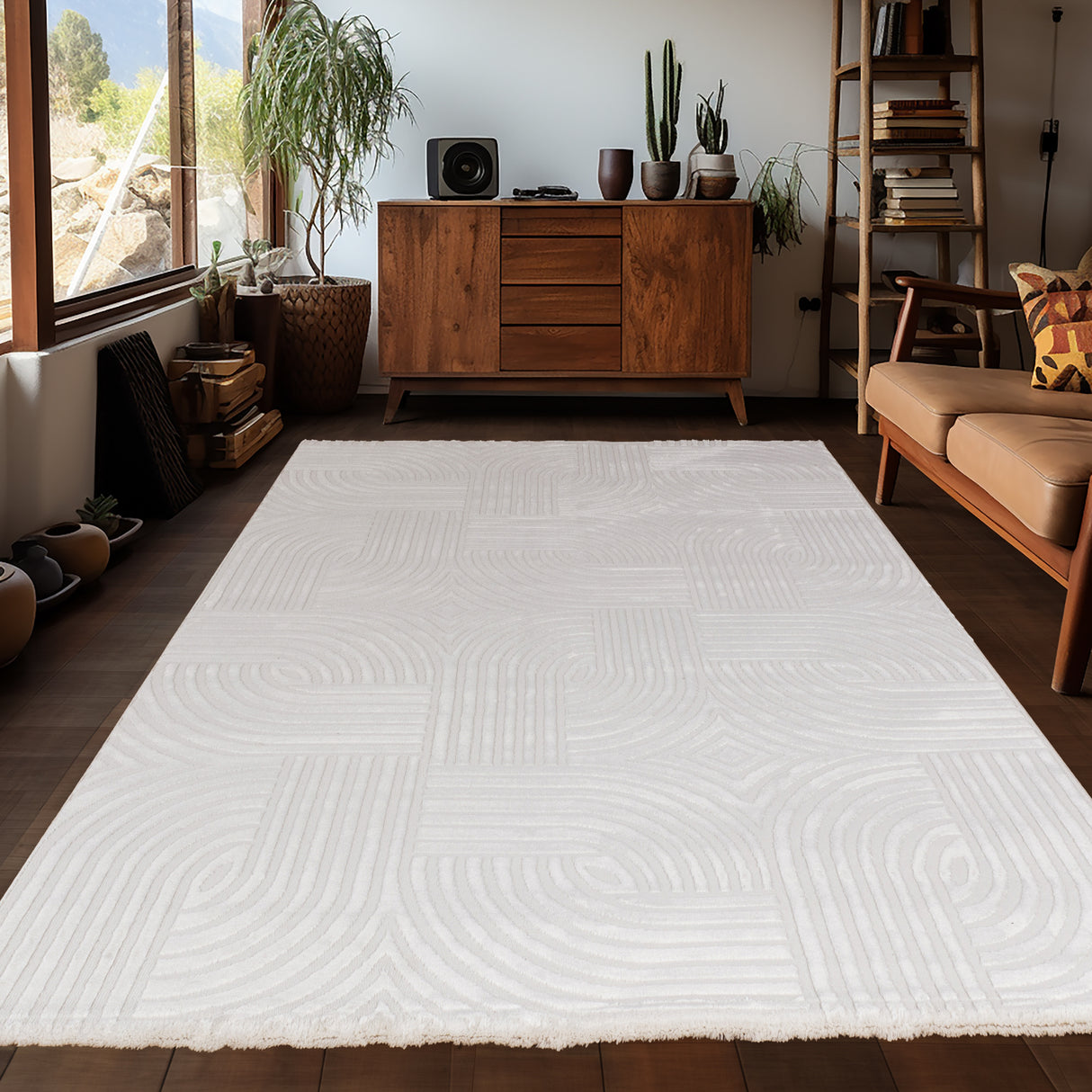 Bellino 1112 Creme – 3D Effekt Teppich mit moderner Struktur