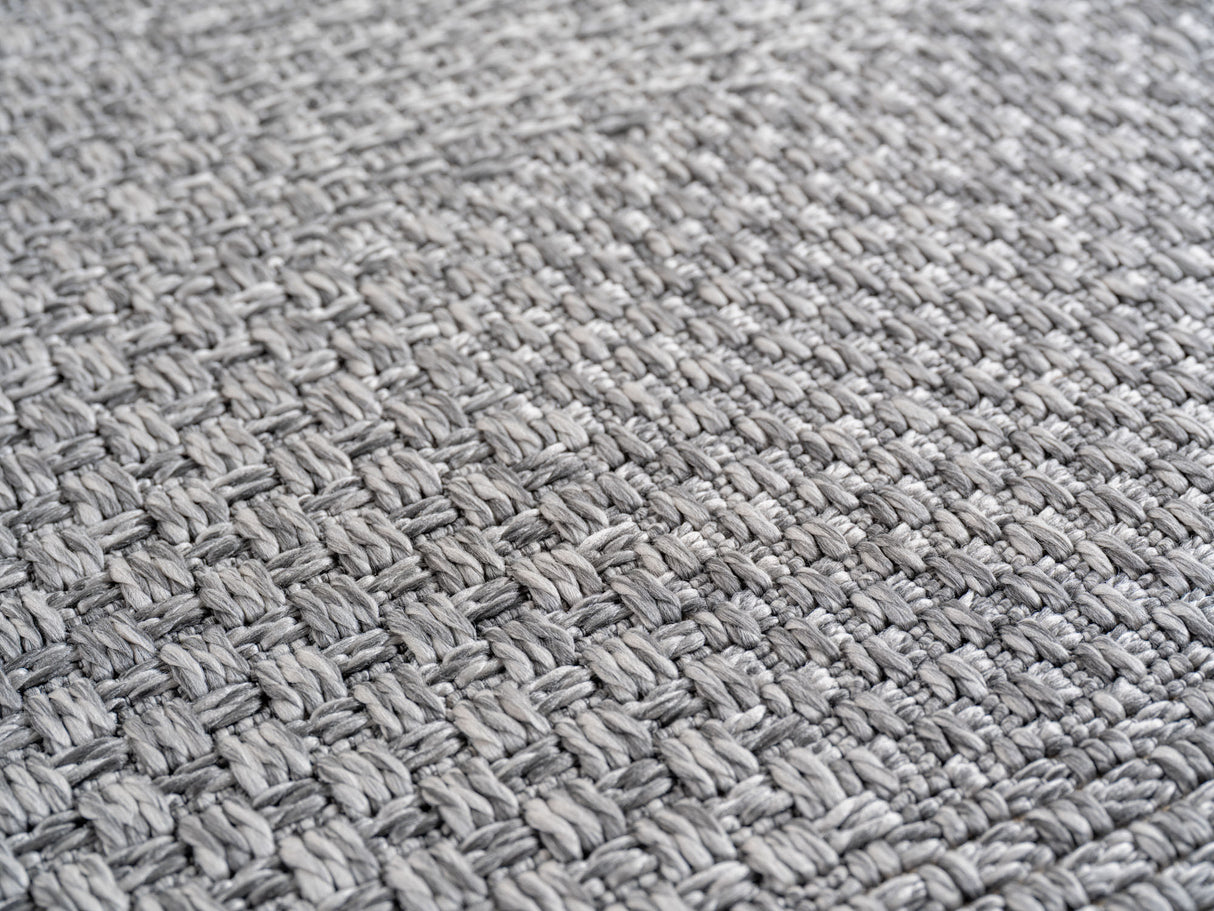 Ritim 1902 Grau – Wetterfester Indoor- & Outdoor-Teppich mit robuster Struktur