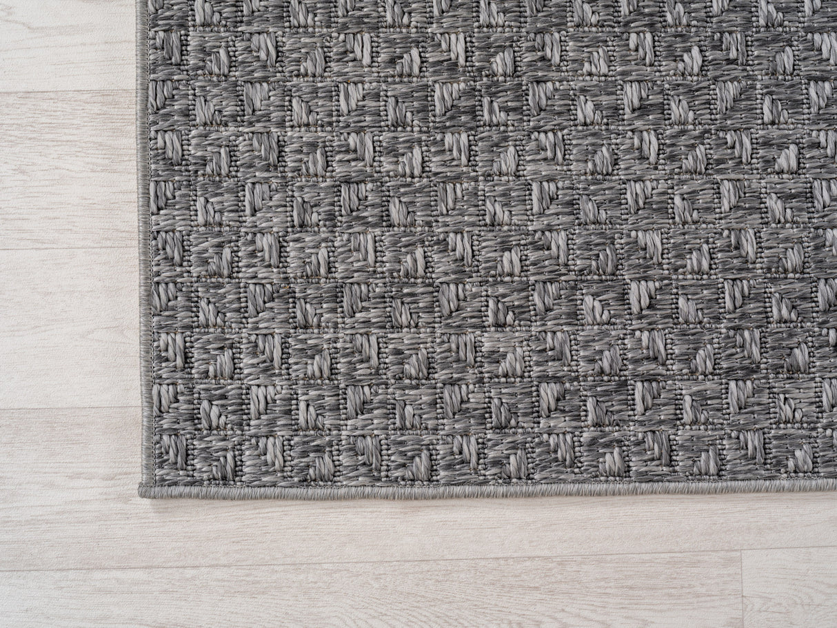Ritim 1903 Grau – Wetterfester Indoor- & Outdoor-Teppich mit robuster Struktur