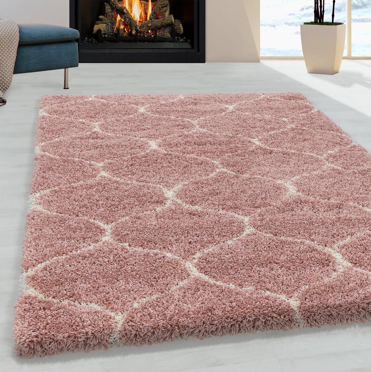 Wellen Shaggy 3201 Rosa – Hochflor Shaggy Teppich für extra Komfort