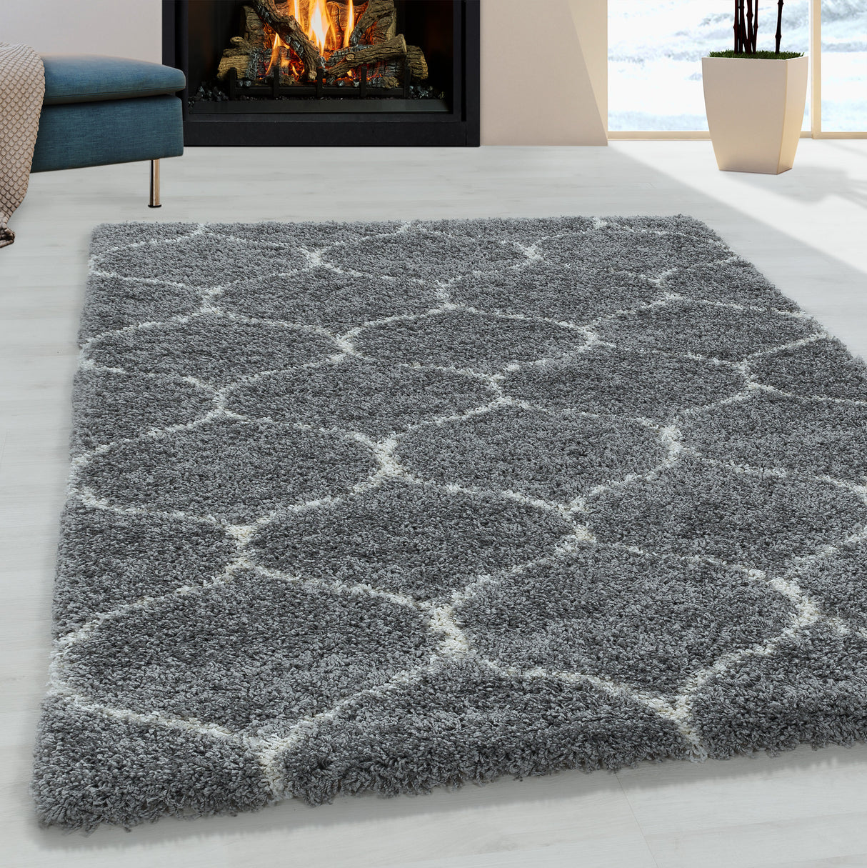 Wellen Shaggy 3201 Grau – Hochflor Shaggy Teppich für extra Komfort