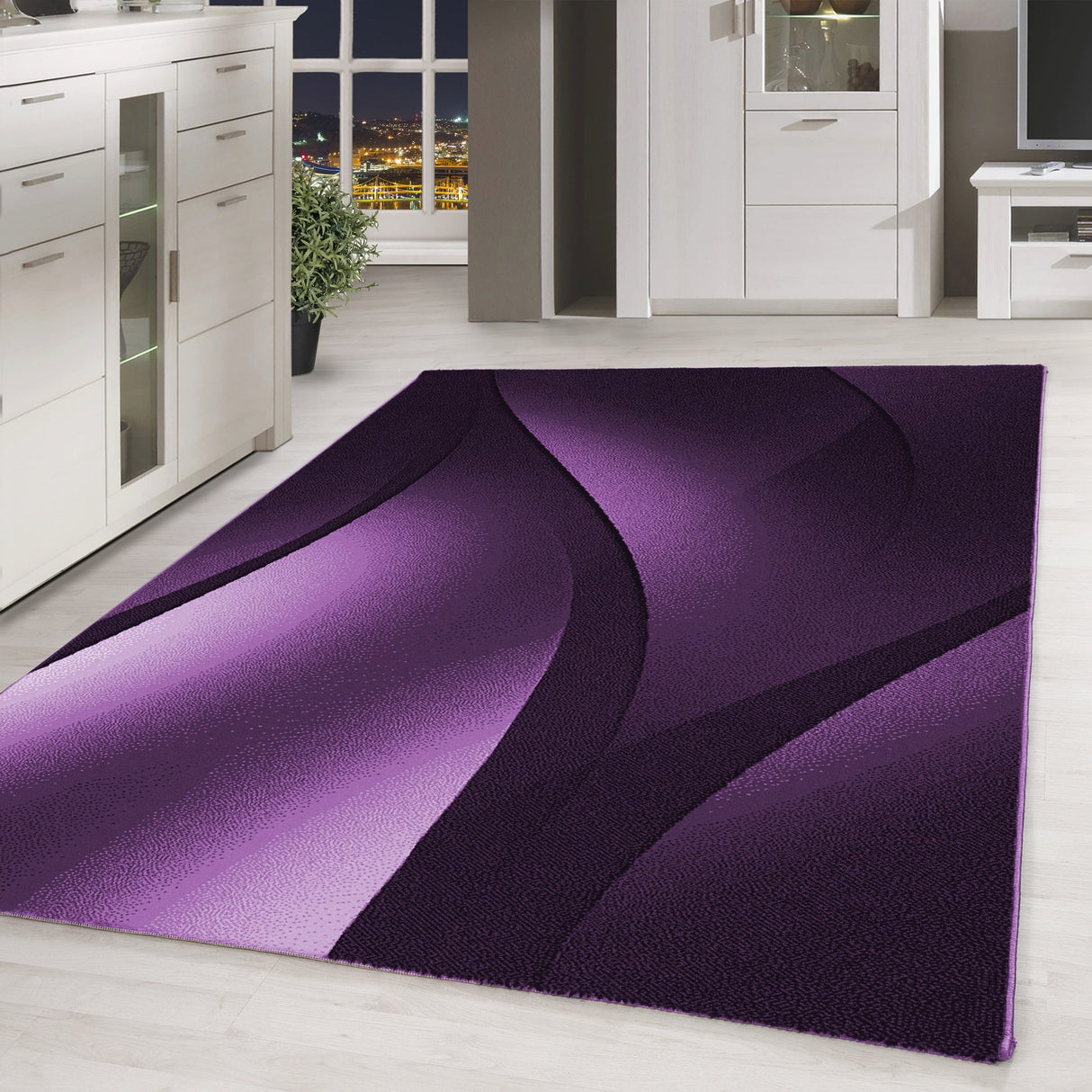Nour 8010 Violett – Moderner Uni Teppich mit zeitlosem Design