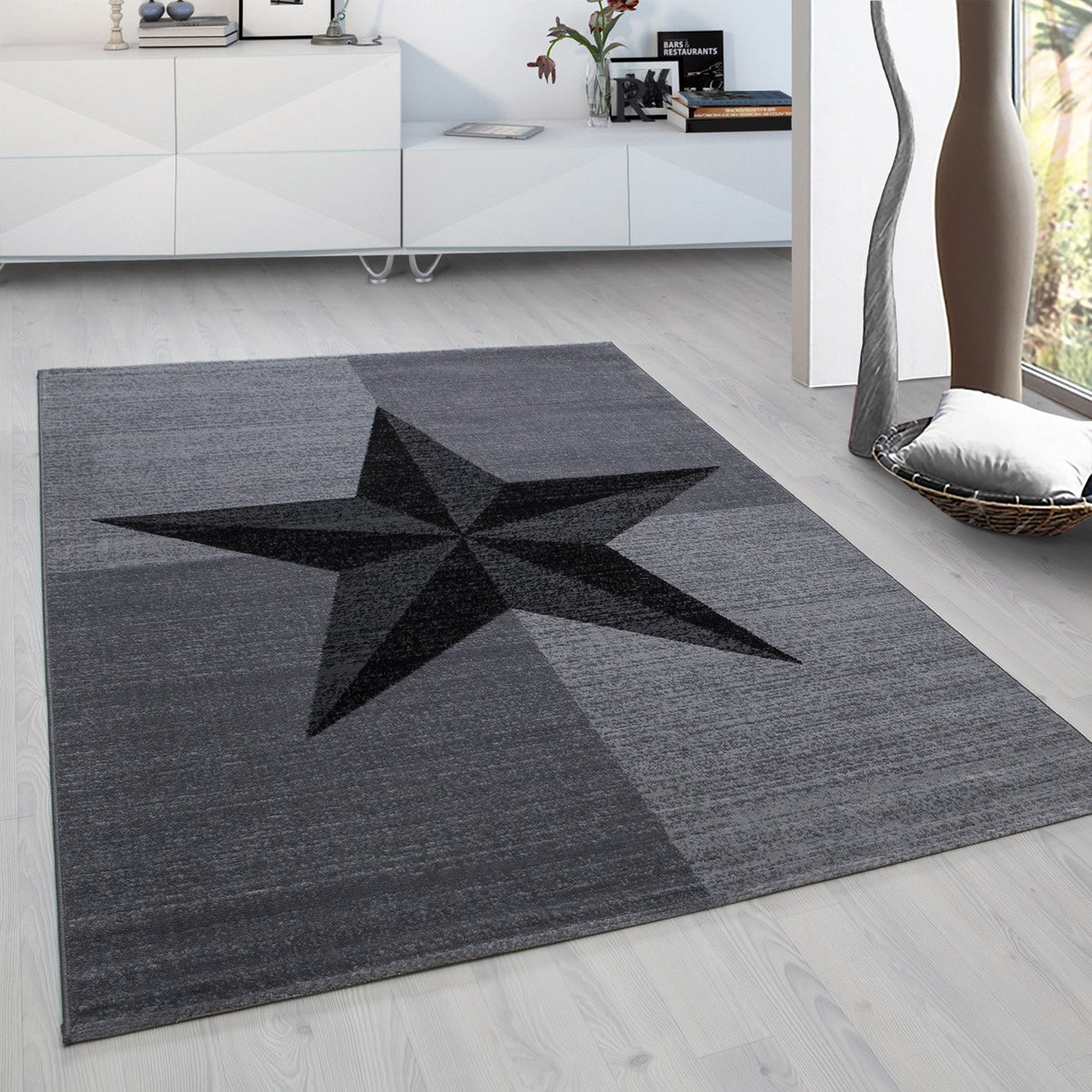 Nour 8002 Grau – Moderner Uni Teppich mit zeitlosem Design