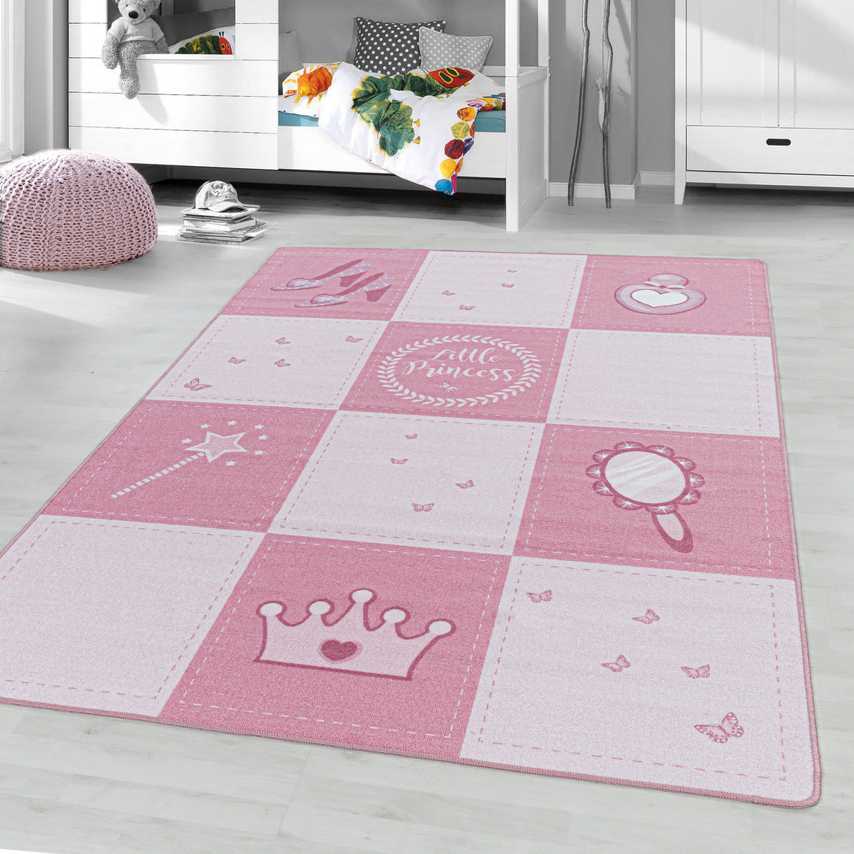 Diva 2905 Pink – Kinder Teppich – Rutschfester Kinderteppich mit weicher Oberfläche
