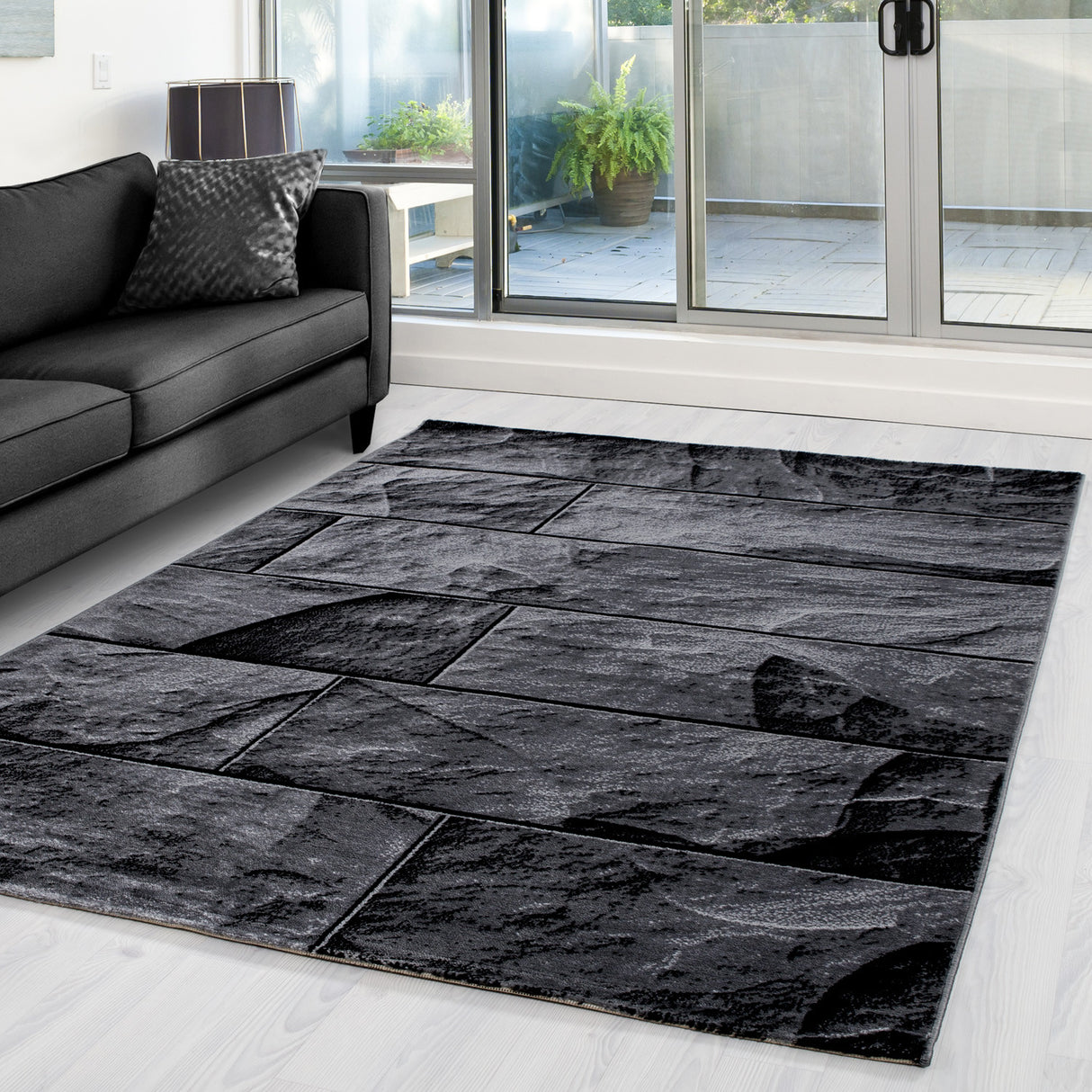 Kristal 9250 Schwarz – Moderner Uni Teppich mit zeitlosem Design