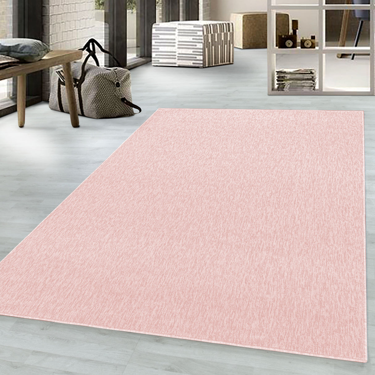 Aura 1800 Rosa – Moderner Uni Teppich mit zeitlosem Design