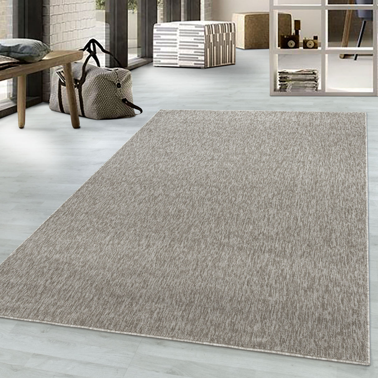 Aura 1800 Beige – Moderner Uni Teppich mit zeitlosem Design
