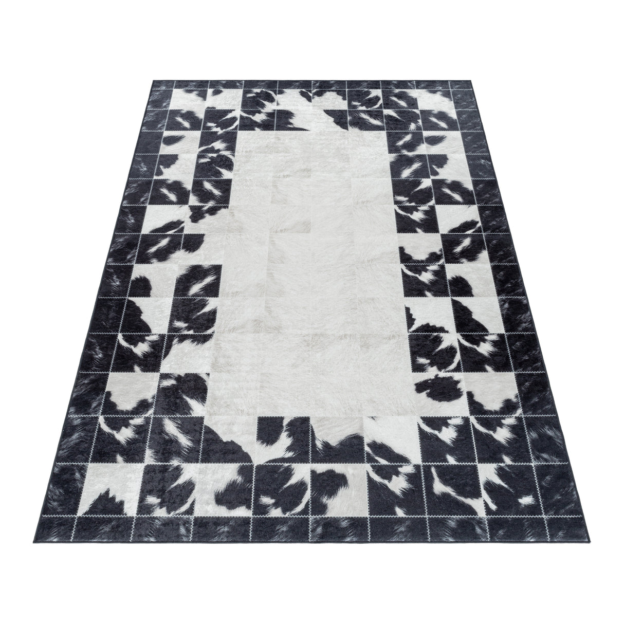 Mosaik 4307 Schwarz – Moderner Uni Teppich mit zeitlosem Design