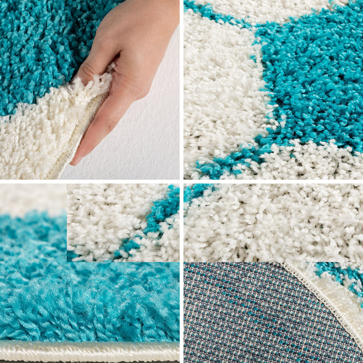 Ball 6001 Türkis – Hochflor Shaggy Teppich für extra Komfort