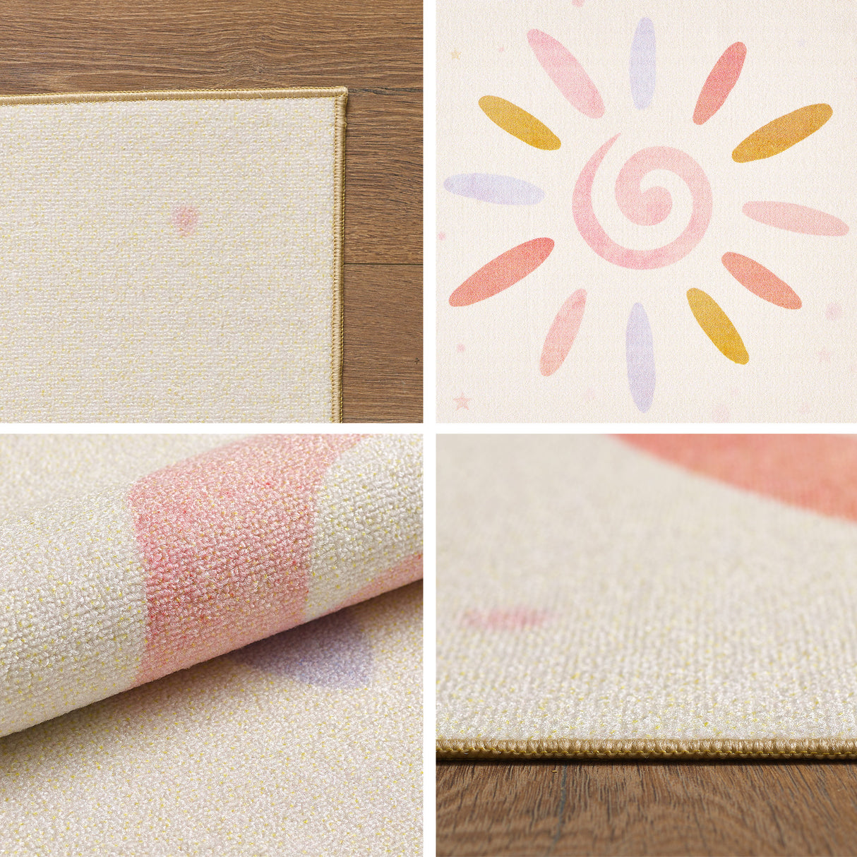 Diva 2021 Creme – Kinder Teppich – Rutschfester Kinderteppich mit weicher Oberfläche