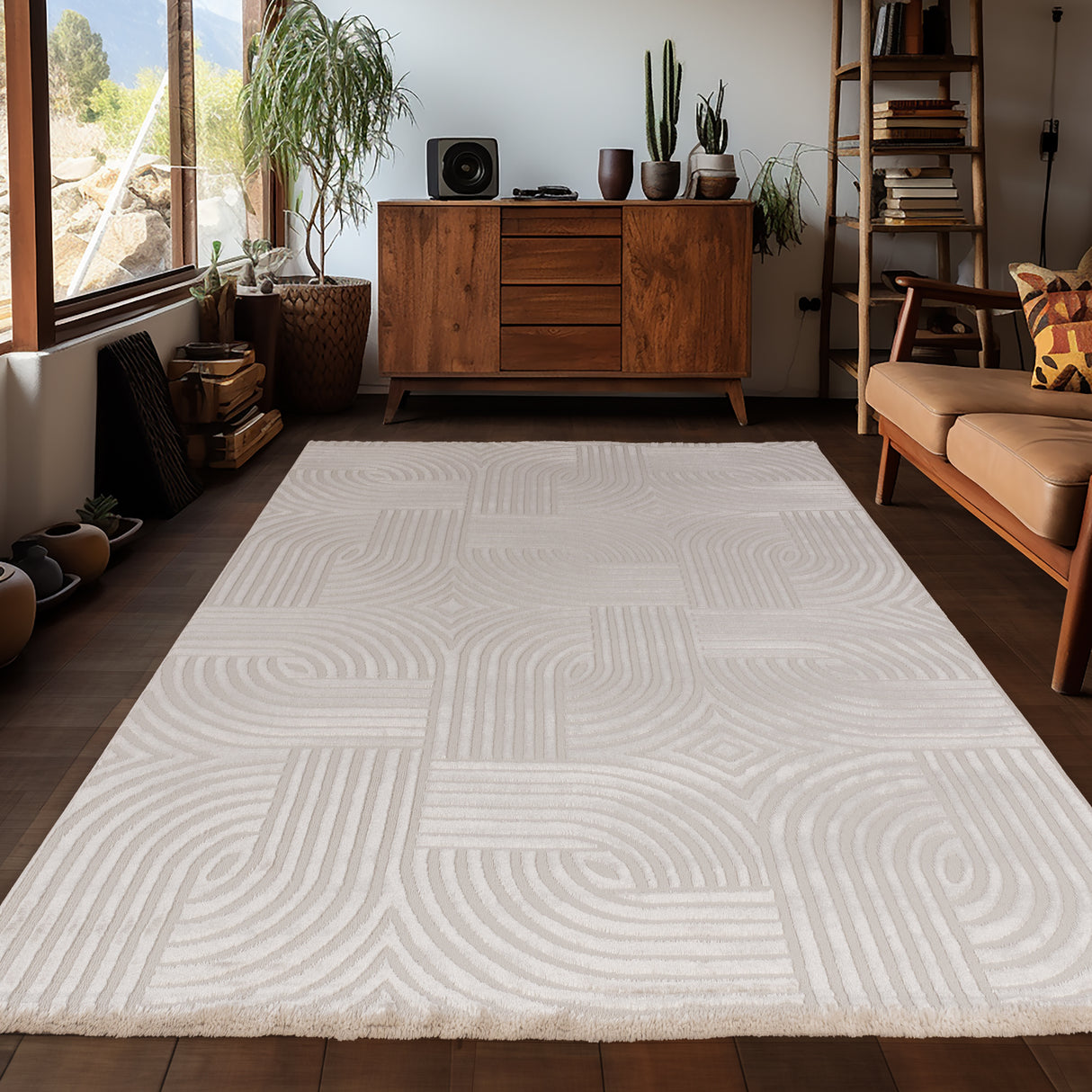 Bellino 1112 Beige – 3D Effekt Teppich mit moderner Struktur