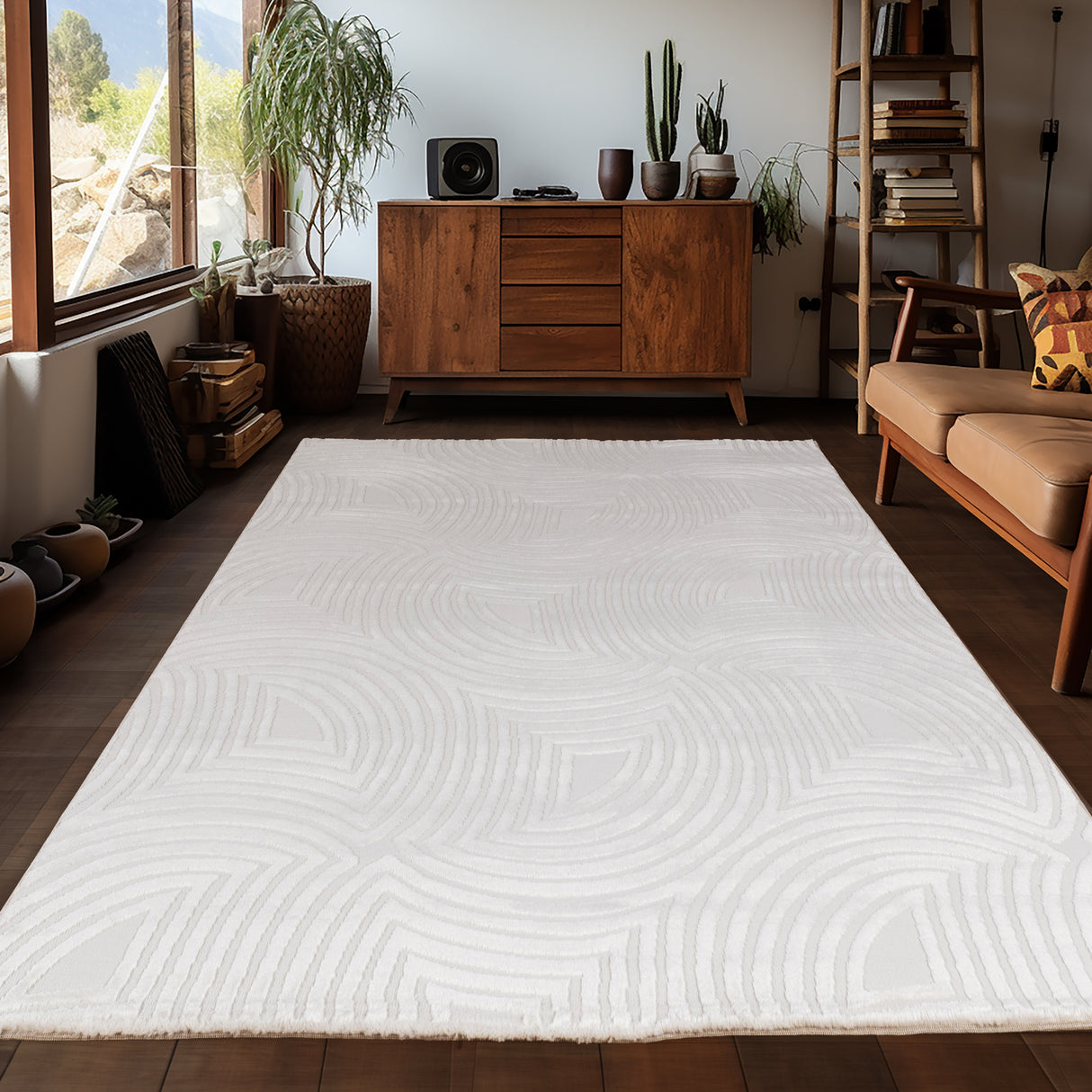 Bellino 1113 Creme – 3D Effekt Teppich mit moderner Struktur