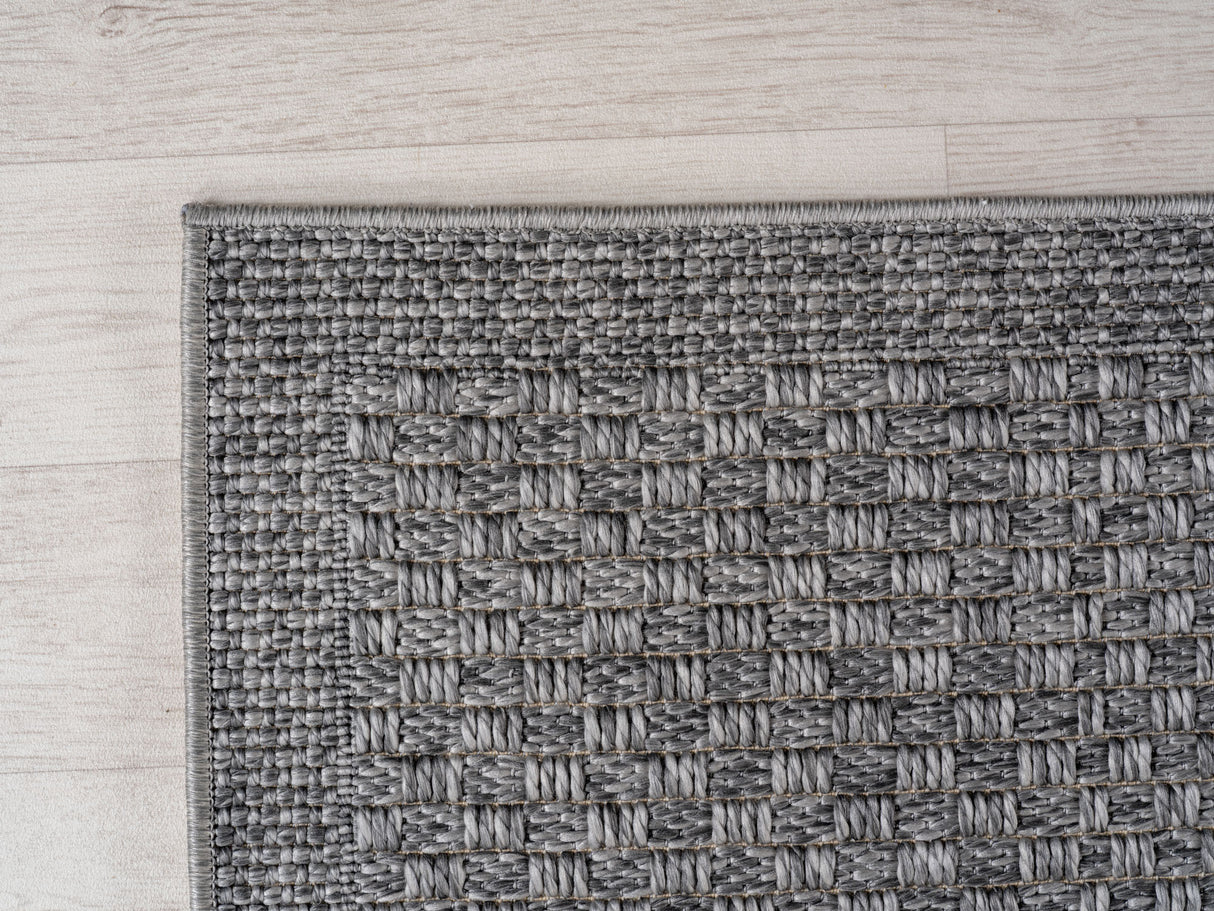 Ritim 1902 Grau – Wetterfester Indoor- & Outdoor-Teppich mit robuster Struktur