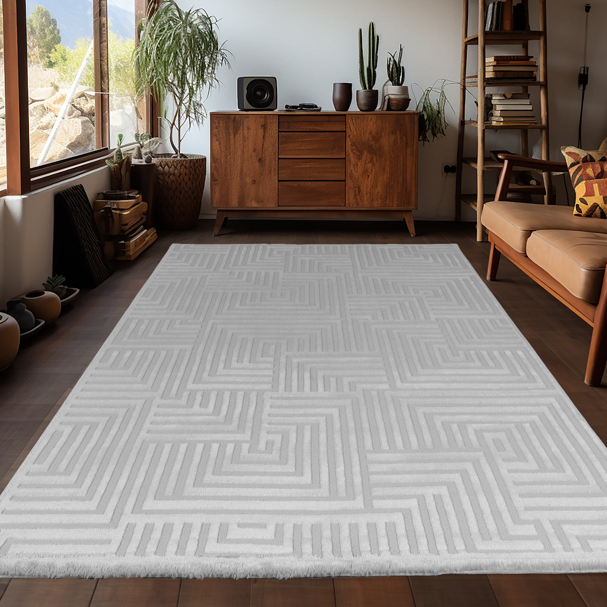 Bellino 1114 Silber – 3D Effekt Teppich mit moderner Struktur
