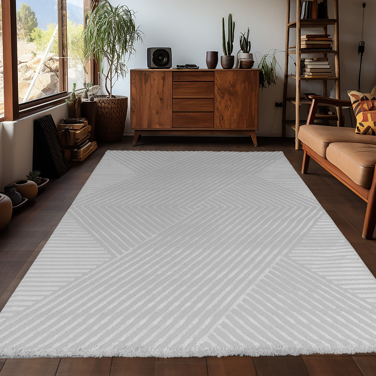 Bellino 1115 Silber – 3D Effekt Teppich mit moderner Struktur