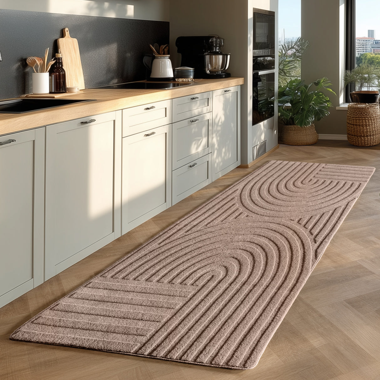 Benzano 1611 Beige – Modern solid-color rug with a timeless design