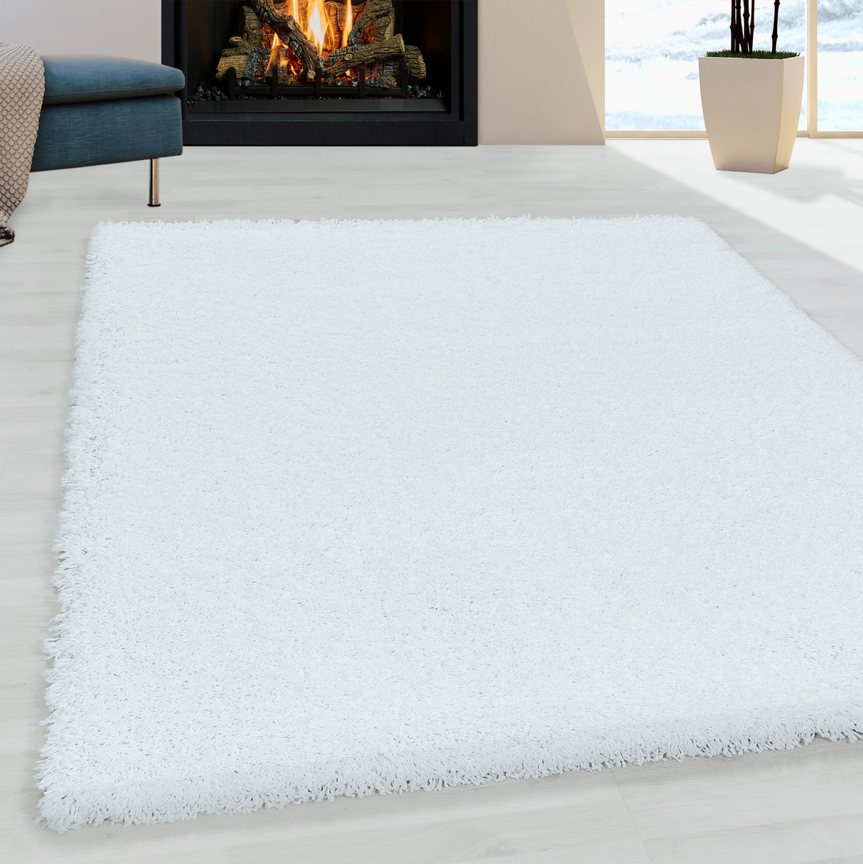 Paris 3000 Weiß – Hochflor Shaggy Teppich für luxuriösen Wohnkomfort