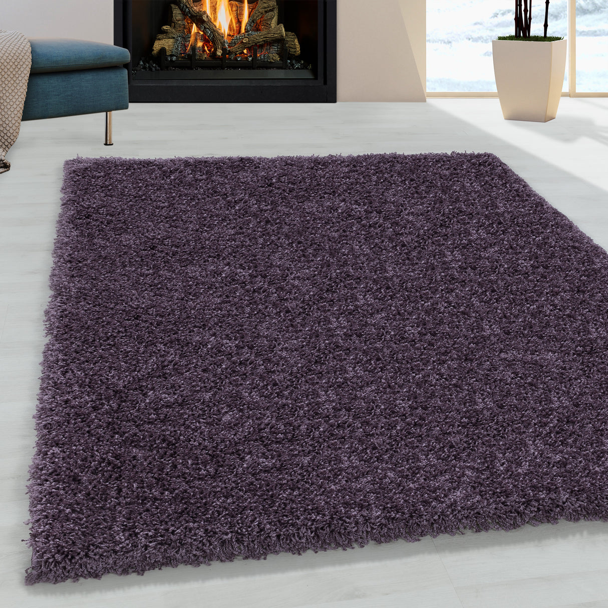 Paris 3000 Violett – Hochflor Shaggy Teppich für luxuriösen Wohnkomfort