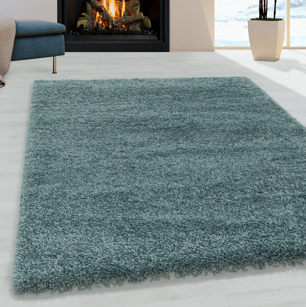 Paris 3000 Türkis – Hochflor Shaggy Teppich für luxuriösen Wohnkomfort