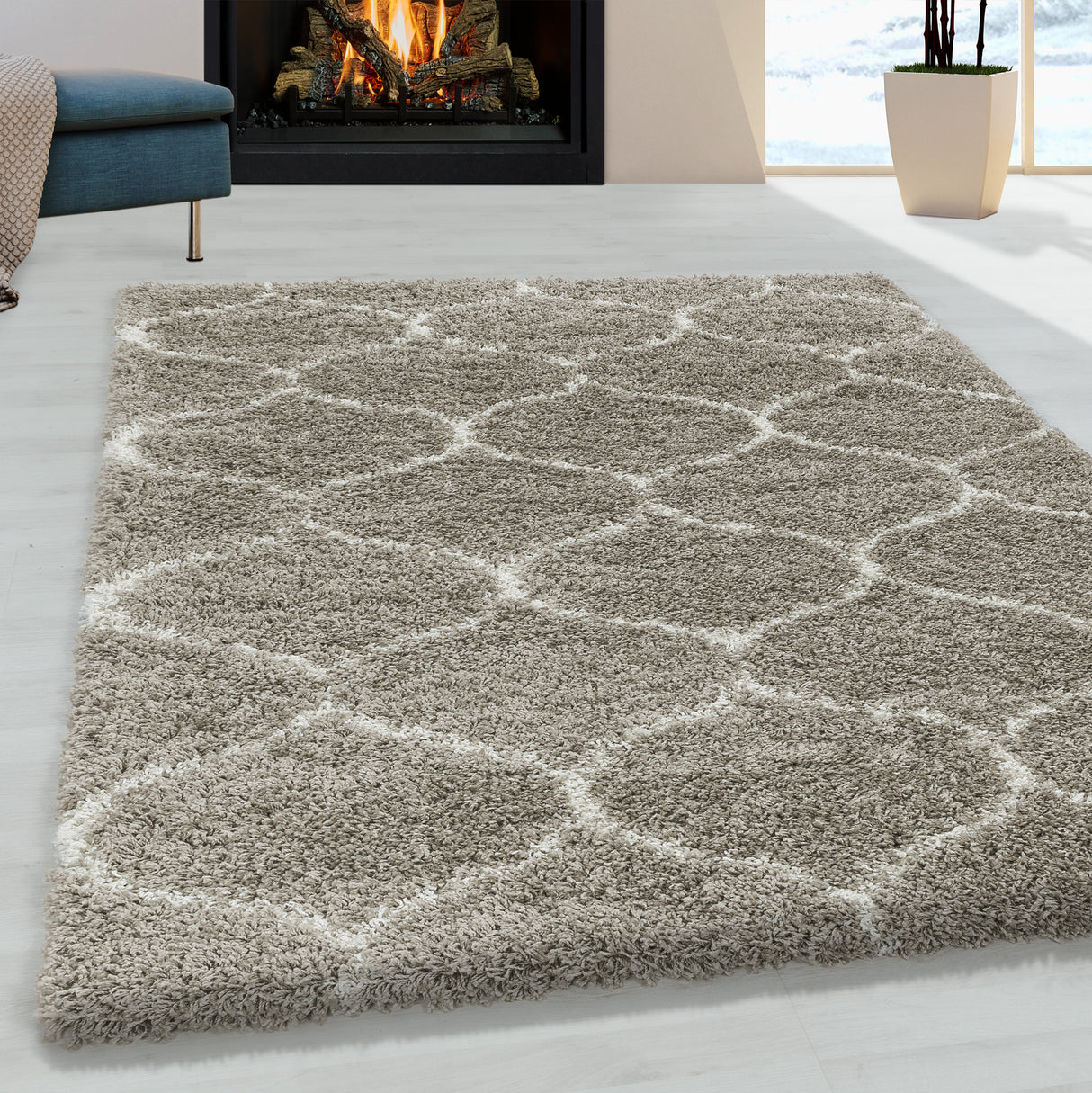 Wellen Shaggy 3201 Beige – Hochflor Shaggy Teppich für extra Komfort