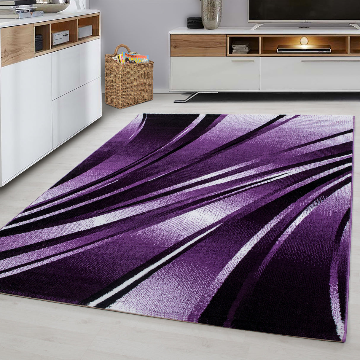 Kristal 9210 Violett – Moderner Uni Teppich mit zeitlosem Design
