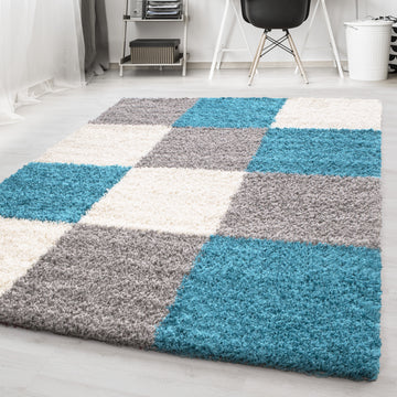 Dama 1501 Türkis – Hochflor Shaggy Teppich für luxuriösen Wohnkomfort