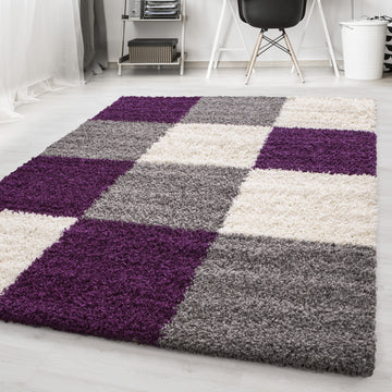 Dama 1501 Violett – Hochflor Shaggy Teppich für luxuriösen Wohnkomfort