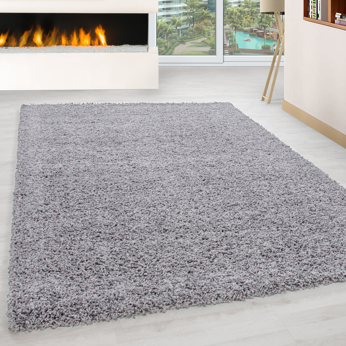 Dama 1500 Hellgrau – Hochflor Shaggy Teppich für luxuriösen Wohnkomfort