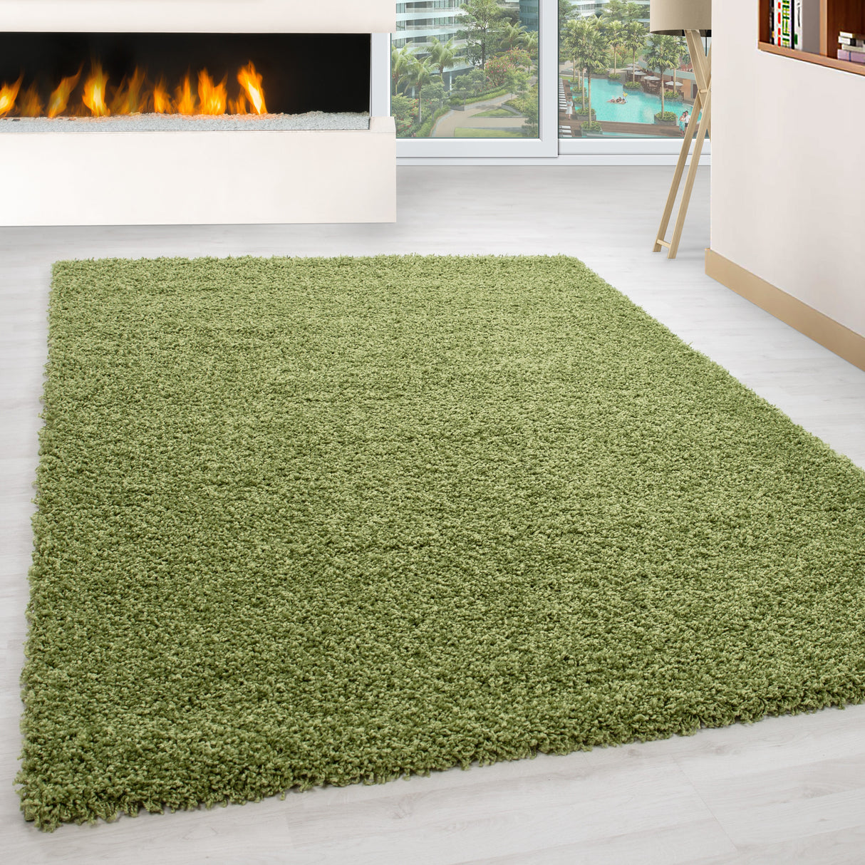 Dama 1500 Grün – Hochflor Shaggy Teppich für luxuriösen Wohnkomfort